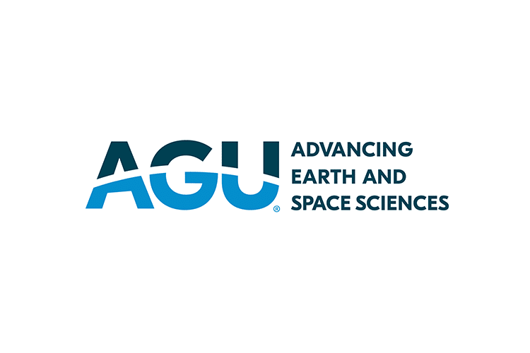 AGU logo featuring bold blue letters AGU with the words Advancing Earth and Space Sciences in dark blue text to the right, on a white background.